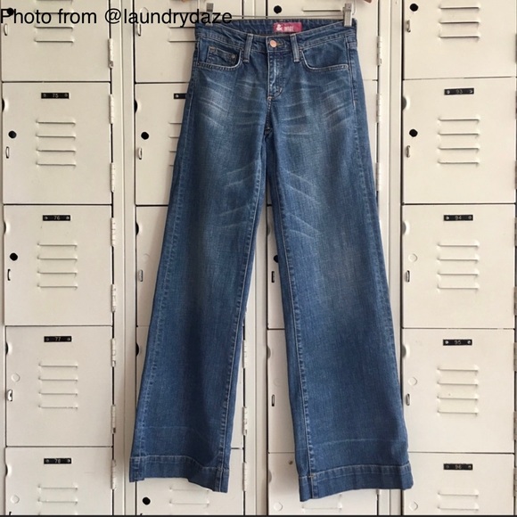 H&M Denim - H&M wide leg blue jeans boho faded flares size 26